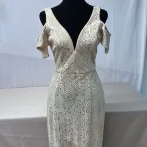 Bailey Blue Cream Cold Shoulder Dress